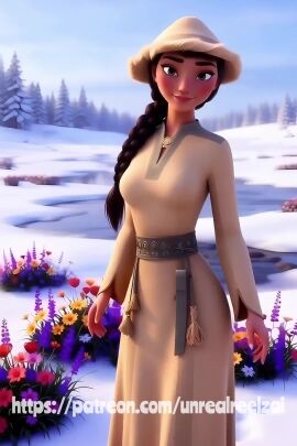 ai_generated ai_slop animated blue_eyes breasts brown_eyes brown_hair disney elsa_(frozen) frozen_2 honeymaren makeout nipples nsfw nudity outdoors sexy tagme teasing unrealreelz video white_hair yuri