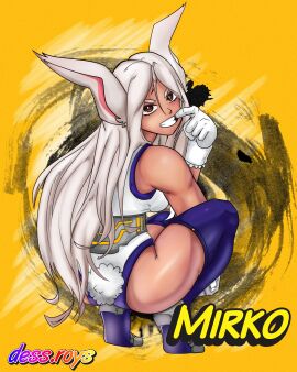 1girls boku_no_hero_academia bunny_ears bunny_girl bunny_tail crouching_female female female_only mirko miruko my_hero_academia rumi_usagiyama solo