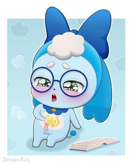 1boy ahe_gao animal_genitalia animal_penis balls blue_body blush catch!_teenieping chibi dadaping erection furry glasses green_eyes male male_only masturbation penis precum small_penis solo solo_male sparkly_eyes tearing_up tears_of_pleasure zoryan_kvit