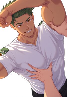 ai_generated aiden_flynn bara camp_buddy gay male male_focus male_only muscular muscular_male snackji yaoi
