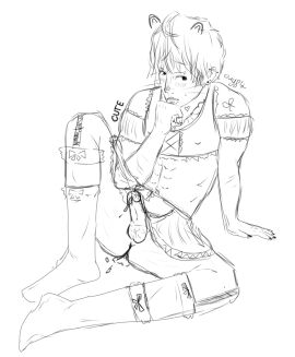 crossdressing cum cute_male femboy femboy_focus male male_only original_characters penis penis_out