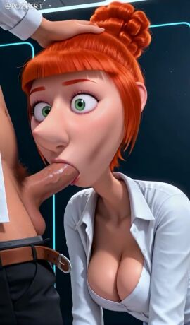 1girls ai_generated artist_name blush breasts completely_nude despicable_me despicable_me_4 female green_eyes hair_bun hi_res large_breasts long_legs looking_at_viewer lucy_wilde medium_breasts nipples nude orange_hair patreon_logo patreon_username pozbirt pussy short_hair single_hair_bun tagme uncensored video