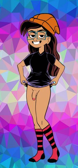 1futa beanie beauteouscalithea black_hair bottomless cecilia_(moon_girl_and_devil_dinosaur) clothed clothing dickgirl disney first_porn_of_character flaccid futa_only futanari glasses human intersex lifting_shirt marvel marvel_comics moon_girl_and_devil_dinosaur no_pants partially_clothed penis raised_eyebrow self_upload shirt smug smug_face socks solo standing thighs trans_woman transfem transgender_pride_colors