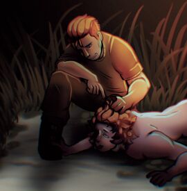 black_fur black_hair blind bondage cat_boy cat_ears cat_tail catboy claws esophagutz hair_pulled_back hair_pulling heterochromia kemonomimi kitty_(esophagutz) male male/male multicolored_hair neko nekomimi night outdoor_background outdoor_nudity outdoors outside outside_nudity pale_skin pawpads paws public public_exposure public_humiliation public_indecency public_nudity red_eyes rope rope_bondage toe_beans white_eyes white_hair