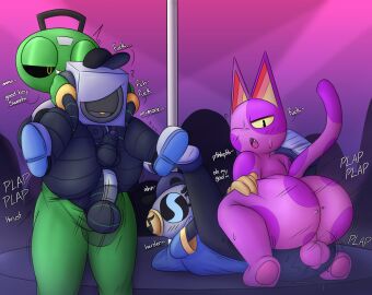 animal_crossing ass backsack balls ballsack bedroom_eyes big_ass big_dom_small_sub bob_(animal_crossing) cap'n_(deltarune) chunknudies clothes crossover deltarune deltarune_chapter_2 full_nelson furry hat huge_ass k_k_(deltarune) leggings looking_back male male_only mating_press penis robot shoes shortstack small_dom_big_sub stage stripper_pole sunglasses sweet_(deltarune) twink