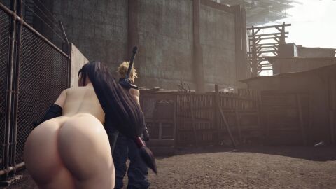 1boy 1girls 3d animated ass ass_focus athletic_female big_ass cloud_strife curvy dat_ass female female_focus final_fantasy final_fantasy_vii_remake fit_female from_behind male no_sound nude nude_female tagme tifa_lockhart video video_game_character video_games voluptuous