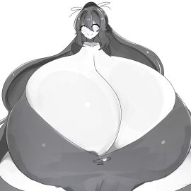 breasts female friday_night_funkin friday_night_funkin_mod giant_breasts gigantic_breasts huge_breasts hyper_breasts monochrome nunya23456 taki_(fevertown)