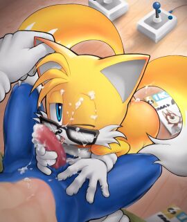 anthro bodily_fluids canid canine censored cum cum_on_face digital_media_(artwork) duo erection eulipotyphlan eyewear fellatio fox gay genital_fluids genitals glasses hedgehog male male/male mammal mosaic_censorship negri2018_(artist) oral penile penis sega sex sonic_(series) sonic_the_hedgehog sonic_the_hedgehog_(series) tails tails_the_fox