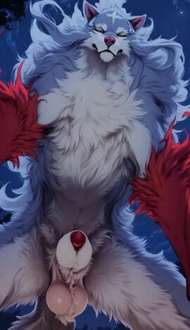 ai_assisted ai_generated animal_genitalia animal_penis animated ball_tuft balls becoming_erect big_penis campfire_cooking_in_another_world_with_my_absurd_skill canid canine canine_genitalia canine_penis canis close-up fel_(fenrir) feral first_person_view fluffy forest genitals knot knot_in_sheath looking_at_viewer low-angle_view male mammal night penis plant saggy_balls sheath short_playtime solo sysns tagme thrusting tree tuft video wolf