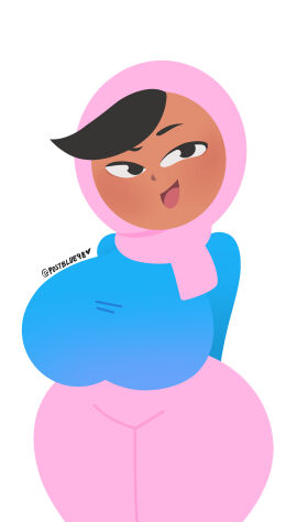 1girls accurate_art_style alternate_breast_size ass bangs big_ass big_breasts black_eyes black_hair blush breasts dark-skinned_female duolingo female female_only fully_clothed hijab large_breasts muslim_female pants postblue98 smug solo suggestive_pose sweater wide_hips zari_(duolingo)