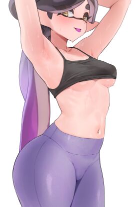 callie_(splatoon) inkling inkling_girl jtveemo splatoon splatoon_(series) sports_bra tagme tentacle_hair yoga_pants