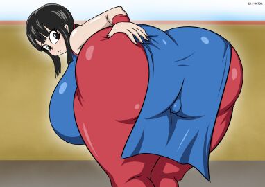 1girls 2d absurdres ass ass_grab big_ass big_breasts black_eyes black_hair breasts chichi chichi_(dragon_ball) clothed clothed_female clothes clothing dibuctor dragon_ball dragon_ball_z female female_focus female_only full_color fully_clothed grabbing grabbing_ass grabbing_own_ass highres huge_ass huge_breasts long_hair looking_back mature_female no_penetration presenting presenting_ass sole_female solo solo_female solo_focus