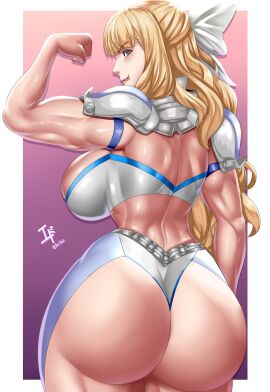 1girls absurdres arcedo armor ass ass_focus big_ass blonde_hair blush bow breasts charlotte_(fire_emblem) fat_ass female female_only fire_emblem fire_emblem_fates flexing from_behind green_eyes hairbow highres huge_ass large_breasts light-skinned_female light_skin long_hair looking_at_viewer looking_back milf muscular muscular_arms muscular_back muscular_female muscular_legs muscular_thighs nintendo ponytail short_shorts shorts sideboob smile solo thick_ass thick_thighs thighs toned toned_back toned_female very_long_hair
