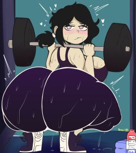 1girls ashley_graves ass ass_focus ass_grab background big_ass big_boobs big_breasts big_butt big_thighs boobs breasts butt butt_focus exercise exercise_clothing female female_only huge_ass huge_breasts huge_butt light-skinned_female looking_at_viewer nemuri18 solo squatting sweaty_ass sweaty_body sweaty_breasts the_coffin_of_andy_and_leyley weight weight_gain weightlifting