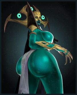 3d ass ass_focus big_ass big_breasts breasts bubble_ass bubble_butt donan female female_only hela hela_(empress_of_the_cosmos) hela_(marvel_rivals) huge_ass marvel marvel_comics marvel_rivals sideboob thick_thighs voluptuous