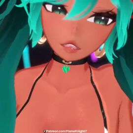 1girls 3d animated bikini blue_hair bracelets brazilian_miku choker curvaceous curvy curvy_female earrings flameknight7 hatsune_miku jean_shorts jiggling_breasts large_breasts looking_at_viewer no_sound short_jean_shorts swaying_breasts swaying_hips tagme tan_body tan_skin tanline teal_eyes teal_hair thick_thighs video vrchat vrchat_avatar