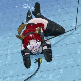 1girls drowning female megagogoman original solo underwater water_torture