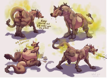 absurd_res animal_genitalia animal_pussy anus ass bad_breath belly big_ass big_belly big_butt burp_cloud burping canine_genitalia canine_pussy dialogue digestion digestion_noises english_text fart fart_cloud fart_fetish felid female feral filthy_nat_127 genitals hi_res hooves hybrid hyena lion mammal narksis overweight overweight_female pantherine pimples puffy_anus pussy raised_tail scar simple_background smelly_butt solo spread_legs spreading tail text thick_neck thick_tail thick_thighs ulcers