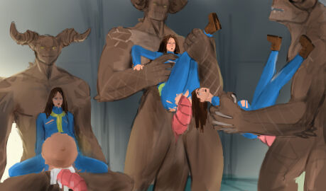 2_horns absurd_res anthro anthro_penetrating anthro_penetrating_human bethesda_game_studios big_penis big_stomach bodily_fluids carrying_another carrying_partner claws clothing comic cum cum_drip cum_in_vagina cum_inside cum_on_body cum_on_penis dominant dominant_male dripping duo fallout female female_penetrated genital_fluids genitals hair hecreat hi_res horn human human_on_anthro human_penetrated interspecies long_hair male male/female male_dominating_female male_penetrating male_penetrating_female mammal microsoft open_mouth organs penetration penis pussy reptile scalie sex size_difference smile stomach tagme tail torn_clothing vaginal_penetration vault_suit