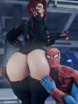 1boy 1girls 3d ass big_ass black_widow_(marvel) black_widow_(marvel_rivals) female huge_ass male marvel marvel_comics marvel_rivals peter_parker red_hair slugcats_(artist) spider-man spider-man_(marvel_rivals) spider-man_(series)
