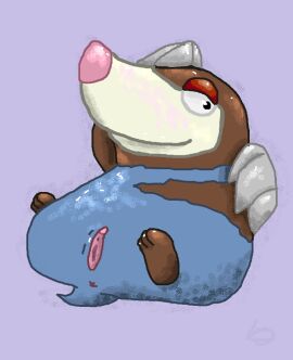 2024 anus blush brown_body brown_fur claws digital_media_(artwork) drilbur female feral fur generation_5_pokemon genitals kitkiy mole_(animal) nintendo pokemon pokemon_(species) pussy simple_background solo