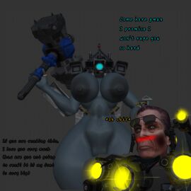 3d 3d_(artwork) 3d_model armor ass big_ass big_breasts big_butt blaster blush boobs breasts camera_head commander_(skibidi_toilet) cyan_light female g-man glasses hammer jetpack prisma3d shield skibidi_toilet titan_camerawoman_(skibidi_toilet) yellow_light
