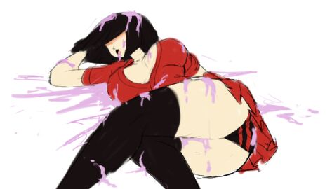 1girls ass big_ass black_hair death delta_(desiredelta) desiredelta female female_death female_focus female_only grimace_shake light_skin mary_(desiredelta) original panties solo thick_thighs white_background