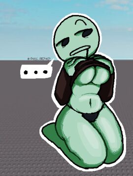 ... 1girls 2d arcaned_roses bald bald_female baseplate black_panties brown_shirt fanart female female_only green_body roblox robloxian roses_arcaned solo tagme zombie zombie_(roblox) zombie_girl