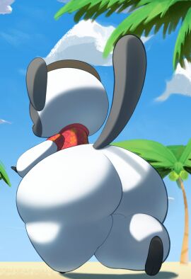 2023 aloha_shirt animal_crossing anthro ass big_ass big_butt brown_clothing brown_hat brown_headwear clothing cloud colored digital_media_(artwork) grey_ears grey_tail haplorhine hat headgear headwear hi_res huge_ass huge_butt low-angle_view male mammal mu_(artist) niko_(animal_crossing) nintendo outside palm_tree pattern_clothing pattern_shirt pattern_topwear pink_nose plant primate rear_view red_clothing red_shirt red_topwear sand shaded shirt sky solo tail thick_thighs topwear tree walking white_body