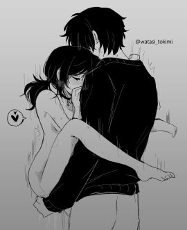 1boy 1girls andrew_graves aroused ashley_graves big_penis bite_marks black_clothing black_hair black_sweater blush breasts brother_and_sister bruise carrying choker closed_eyes cuddling family_breeding feet female heart incest male nude partially_clothed penis ponytail pussy size_difference sweater the_coffin_of_andy_and_leyley upright_straddle vaginal_penetration watasi_tokimi