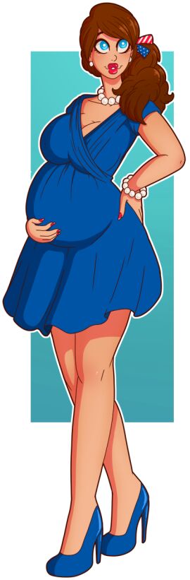 american_flag big_breasts bimbo bimbo_lips breasts domestication dress female housewife nails_painted pregnant pregnant_female wrenzephyr2