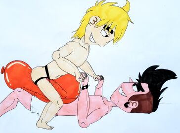 2boys balloon big_head gay holding_hands laying_down lcc12345 looking_at_another looking_at_partner male married married_couple oc riding toony