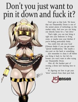 1girls 2025 2d black_legwear blush female female_only garter_straps humanoid humanoid_female humanoid_only j_(murder_drones) legwear long_hair maid maid_headdress maid_uniform murder_drones partially_clothed pussy robot robot_girl robot_humanoid rod_akihiro screen_face shaved_pussy skirt_lift solo solo_female stockings tail thigh_strap twintails white_body white_hair yellow_eyes