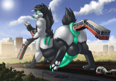 1boy 3_toes 4_fingers animal_genitalia anus ass balls big_balls big_penis bigdarkfluff canid canine city crush crushed_vehicle crushing cuntboy destruction donut_anus erection full-package_cuntboy fur furry genitals grey_balls grey_body grey_fur grey_hair hair herm hermaphrodite improvised_sex_toy intersex intersex/male intersex_only macro male male_focus male_only maleherm mammal multi_genitalia multicolored_body multicolored_hair okepa_makoi penis pussy sex_toy_in_ass solo solo_focus taur testicles train turquoise_anus turquoise_eyebrows turquoise_eyes turquoise_nose turquoise_penis turquoise_pussy vehicle vehicle_destruction white_body white_fur white_hair