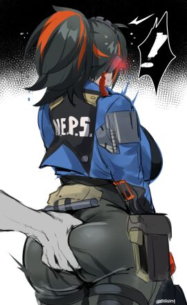 1boy 1girls 2d 2d_(artwork) angry angry_expression angry_face ass ass_grab back back_view big_ass big_breasts big_butt big_thighs black_hair blush breasts butt_grab cameltoe clothed_female fat_ass female female_focus grabbing_ass gripping_ass groping groping_ass groping_butt groping_from_behind handcuffed handcuffs handlebar handles heels high_heels hoyoverse huge_ass huge_breasts huge_butt huge_thighs kurenaiz1 large_ass large_butt looking_at_viewer looking_back male mihoyo molestation multicolored_hair png_version_available pussy questionable_consent sexual_assault simple_background squishing_ass squishy_butt thick thick_ass thick_hips thick_thighs thighs tight_clothing wide_hips zenless_zone_zero zhu_yuan