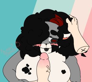 2d 2d_(artwork) blush boobs_out breasts female female_focus flustered furry furry_female furry_with_non-furry huge_breasts human_on_anthro humanoid_hands male moon_(sl33py_demon) original original_character penis red_eyes simple_background sl33py_demon thick_penis tits_out