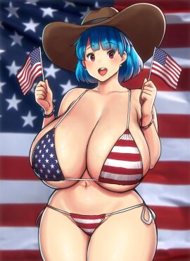 1girls 2023 4th_of_july american_flag american_flag_bikini big_breasts blue_hair breasts breasts_bigger_than_head brown_hat brown_headwear busty busty_female chestnut_mouth cleavage cowboy_hat enormous_breasts errorkazoo female female_focus female_only front_view full_cleavage gigantic_breasts hair happy happy_female hat headwear huge_breasts human humongous_breasts large_breasts leather_hat leather_headwear light-skinned_female light_skin massive_breasts mature_female medium_hair pink_eyes plump_breasts red_and_white_stripes red_eyes rina_atherina_(errorkazoo) round_mouth short_hair side-tie_bikini side-tie_panties sideboob slender_waist slim_waist solo solo_female solo_focus standing striped_panties thick_thighs thin_waist thunder_thighs underboob upper_body veins veiny_breasts voluptuous voluptuous_female waving_flag