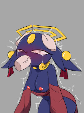 anthro black_body bodily_fluids breasts clothed clothing collar control_collar disembodied_hand disembodied_penis domestic_cat ear_piercing felid feline felis fellatio female forced_fellatio forehead_gem gem genitals gou_mang halo hand_on_head hi_res lazza male mammal mind_control nine_sols nipples oral partially_clothed penile penis piercing pink_nipples red_candle_games sex solarian solo tears