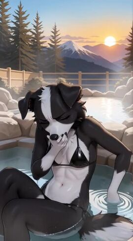 1girls ai_generated amber_eyes anthro black_fur body_invasion breasts dog_girl female fish furry grok hot_spring oral oral_vore possession short_hair shorter_than_10_seconds sitting sound tagme video vore