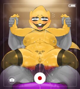 2024 alphys anal anal_sex anthro anthro_penetrated anus areola ass balls big_areola big_breasts big_nipples blush bodily_fluids breasts clothing dinosaur extinct female female_penetrated genital_fluids genitals hi_res huge_areola huge_breasts huge_nipples human human_on_anthro human_penetrating human_penetrating_anthro interspecies leggings legwear male male/female male_penetrating male_penetrating_female mammal mdthetest mostly_nude nipples nude penetration penile penile_penetration penis penis_in_ass prehistoric_species pussy reptile scalie sex smile undertale undertale_(series) vaginal_fluids yellow_body