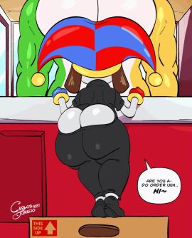 1boy 1girls <1_second_video animated ass ass_cleavage ass_crack ass_exposed big_ass bubble_ass bubble_butt butt_crack carlos_jurado_cartoons clown clown_girl dialogue_bubble english_text female from_behind glitch_productions gummigoo_(the_amazing_digital_circus) huge_ass male muscular muscular_male overflowing_ass pomni_(the_amazing_digital_circus) shaking_ass shaking_butt shorter_than_10_seconds shortstack size_difference smaller_female standing straight tagme the_amazing_digital_circus vertical_video video