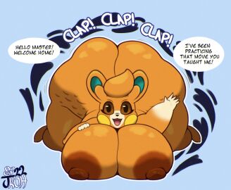 ass big_ass big_breasts breasts bubble_ass bubble_butt cellulite cleavage female furry huge_ass huge_breasts justkindofhere nipples pawmi pokemon pokemon_(species) thick_thighs twerking wide_hips