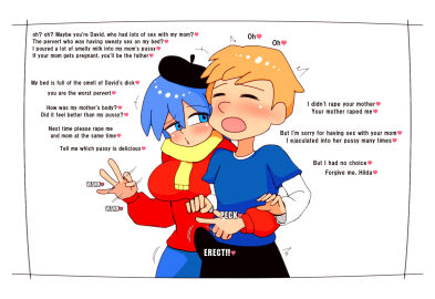 1boy 1girls aged_up big_breasts blush boots breasts bulge cleavage clothed clothing david_(hilda) dick english_text erect_penis erection erection_under_clothes erection_under_clothing female fingers hat heart hilda_(hilda) hilda_(series) male netflix penis scarf teasing text ‐ninja‐