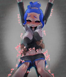 1boy 1girls blush bouncing_breasts breasts closed_eyes clothed_sex covered_nipples dolphin_shorts doro_mizu_831 female male navel nipples no_bra octoling octoling_girl octoling_player_character open_mouth penetration penile_penetration penis penis_in_pussy ponytail pussy sex short_hair shorts_pull splatoon splatoon_(series) splatoon_oc tentacle tentacle_hair vagina vaginal vaginal_penetration vaginal_sex waka-chan_(doro_mizu_831)