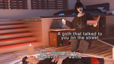 3d bedroom captions female goth_girl grandmastersurgeon laying_down madeline_zoldak meme sacrifice