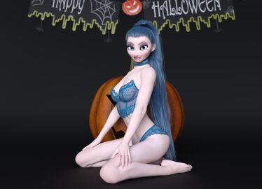 2025 3d bare_legs barefoot blue_eyes blue_hair breasts collar completely_nude cute disney disney_princess elsa_(frozen) feet feet_fetish feet_focus female female_only fetish foot_fetish foot_focus frozen_(film) halloween happy_halloween indoors laying_down legs legs_fetish lingerie lingerie_bra lingerie_only lingerie_panties long_hair long_legs looking_at_viewer medium_breasts naked navel nipples nsfw nude nude_female photoshoot ponytail pumpkin pumpkin_head pussy small_breasts smile solo toes tommytinycat uncensored waifu