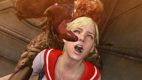 3d extreme_french_kiss i_re lepotitsa monster oral resident_evil resident_evil_6 sherry_birkin tagme tongue_in_mouth