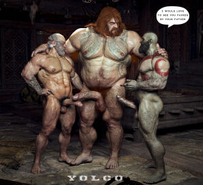 3boys 3d age_difference ass bald bald_male bara beard big_ass big_butt boner erect_penis erection facial_hair fat_ass fat_butt fat_male father_and_son gay ginger ginger_hair god_of_war group_sex hairy hairy_chest hairy_legs hairy_male hard_on kratos large_ass large_butt long_hair male male/male male_only multiple_boys multiple_males muscles muscular muscular_arms muscular_ass muscular_male nude obese obese_male odin old_male older_male older_male_and_younger_male penis red_hair thick_ass thick_butt thick_thighs thor_(god_of_war) threesome yaoi yolco