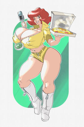 1girls april_o'neil april_o'neil_(tmnt_1987) big_breasts breasts breasts_bigger_than_head busty cleavage clothing curvaceous curvy digital_drawing_(artwork) digital_media_(artwork) electronics female female_focus footwear hair hips hourglass_figure huge_breasts human imminent_pizza large_breasts legs light-skinned_female light_skin lips microphone pale_skin pizza pizza_box slb teenage_mutant_ninja_turtles thick thick_legs thick_thighs thighs tmnt_1987 voluptuous waist wide_hips