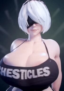1girls 30fps 3d 3d_animation animated bare_shoulders big_breasts breasts cleavage enormous_breasts female female_focus female_only front_view headband jiggle jiggling jiggling_breasts large_breasts nier:_automata scrag_boy shoulder_boulders shoulders smiling smiling_at_viewer solo solo_female solo_focus swaying swaying_breasts swaying_hips text_on_clothing white_background yorha_2b